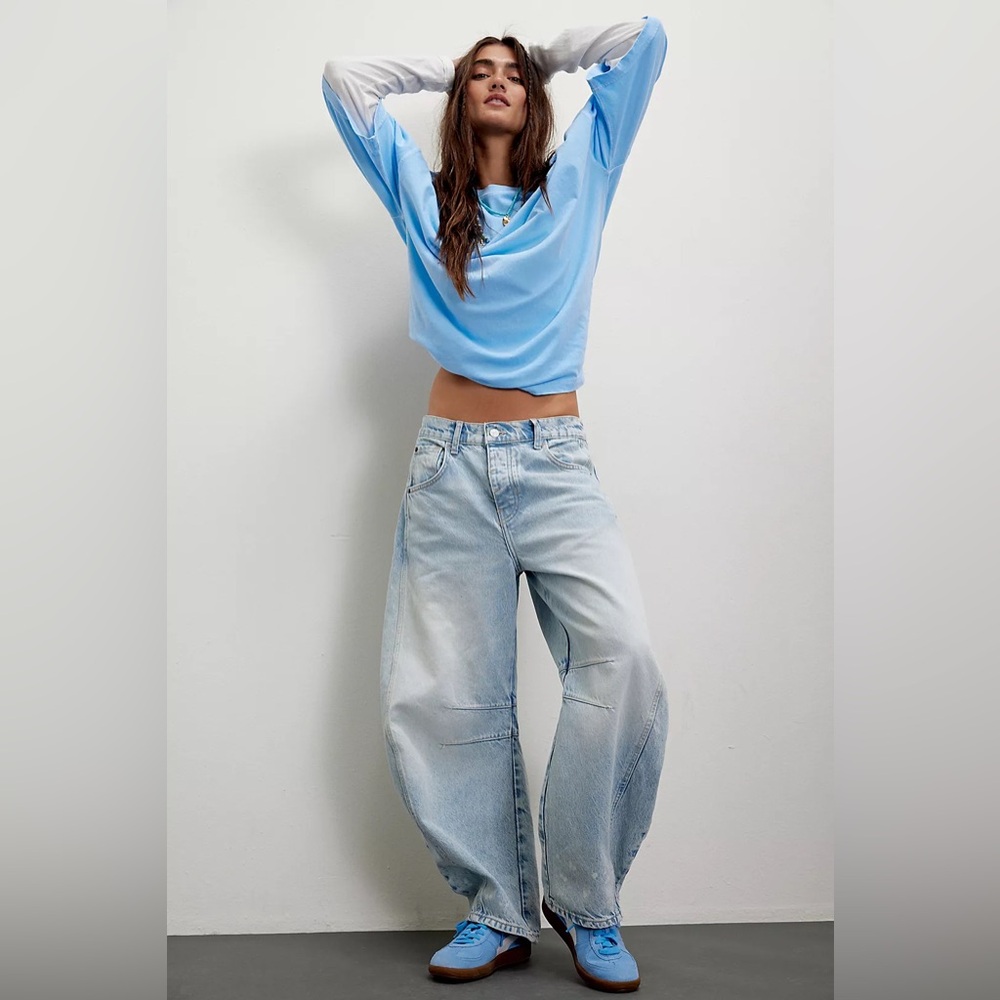 We The Free Good Luck Mid-Rise Barrel Jeans